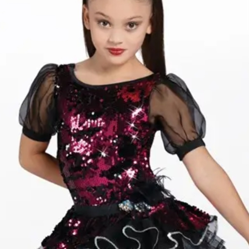 Weissman Black and Pink Sequin Kids Dance Costume